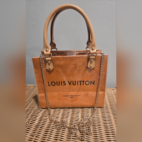Louis Vuitton LV Small Shopping Tote Bag Crossbody Bag With PVC Cover - Picture 2 of 6